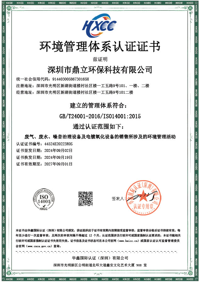 ISO證書環境（jìng）管理體係中文